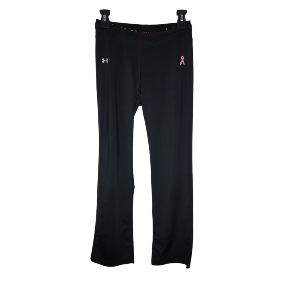 Women's Under Armour Black Power in Pink Yoga Leggings Size SM Cancer Awareness